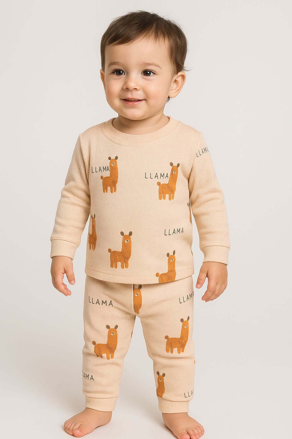 Premium Full sleeves Ribbed Tshirt with Pant (LLAMA) (0-36 Months)
