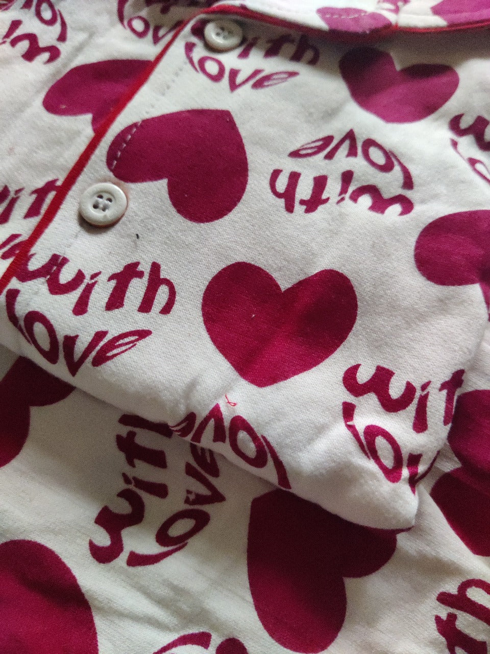 Kid's Collar night Suits (Red Heartin) - sanright