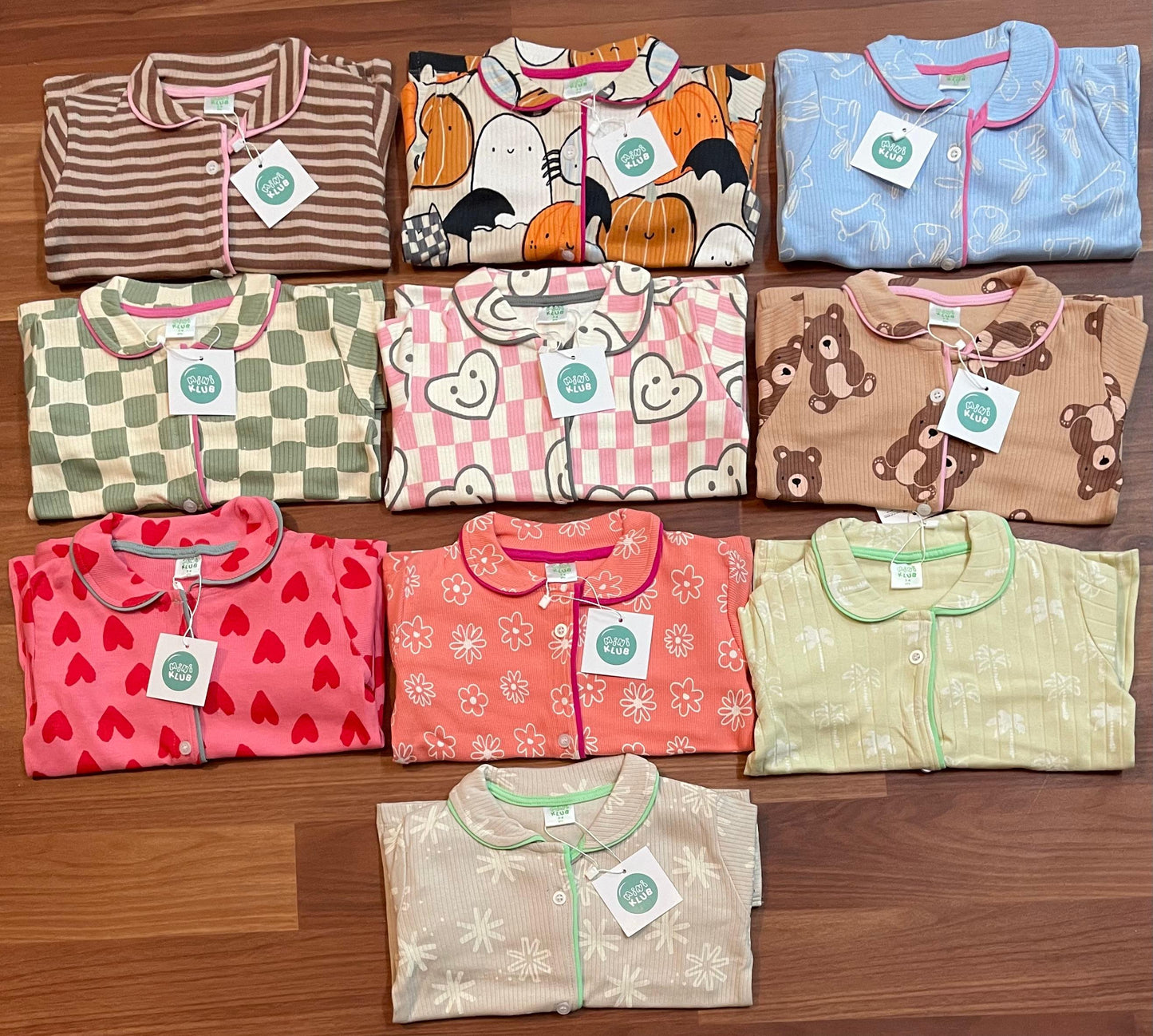 Kid's Collar night Suits (Brown Stripes)