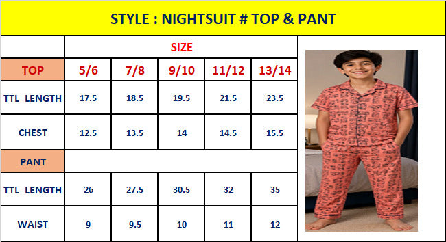 Kids Collar Night Suit Set (A088)