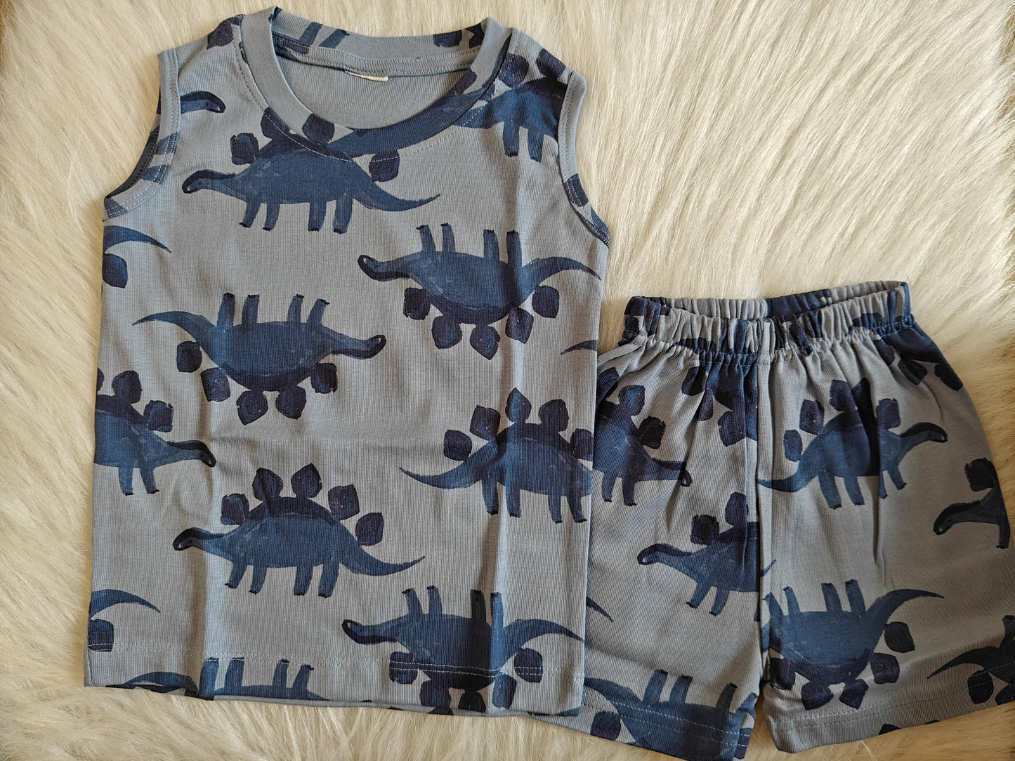 Sleeveless Shorts Sets(Big Dino(Rib))