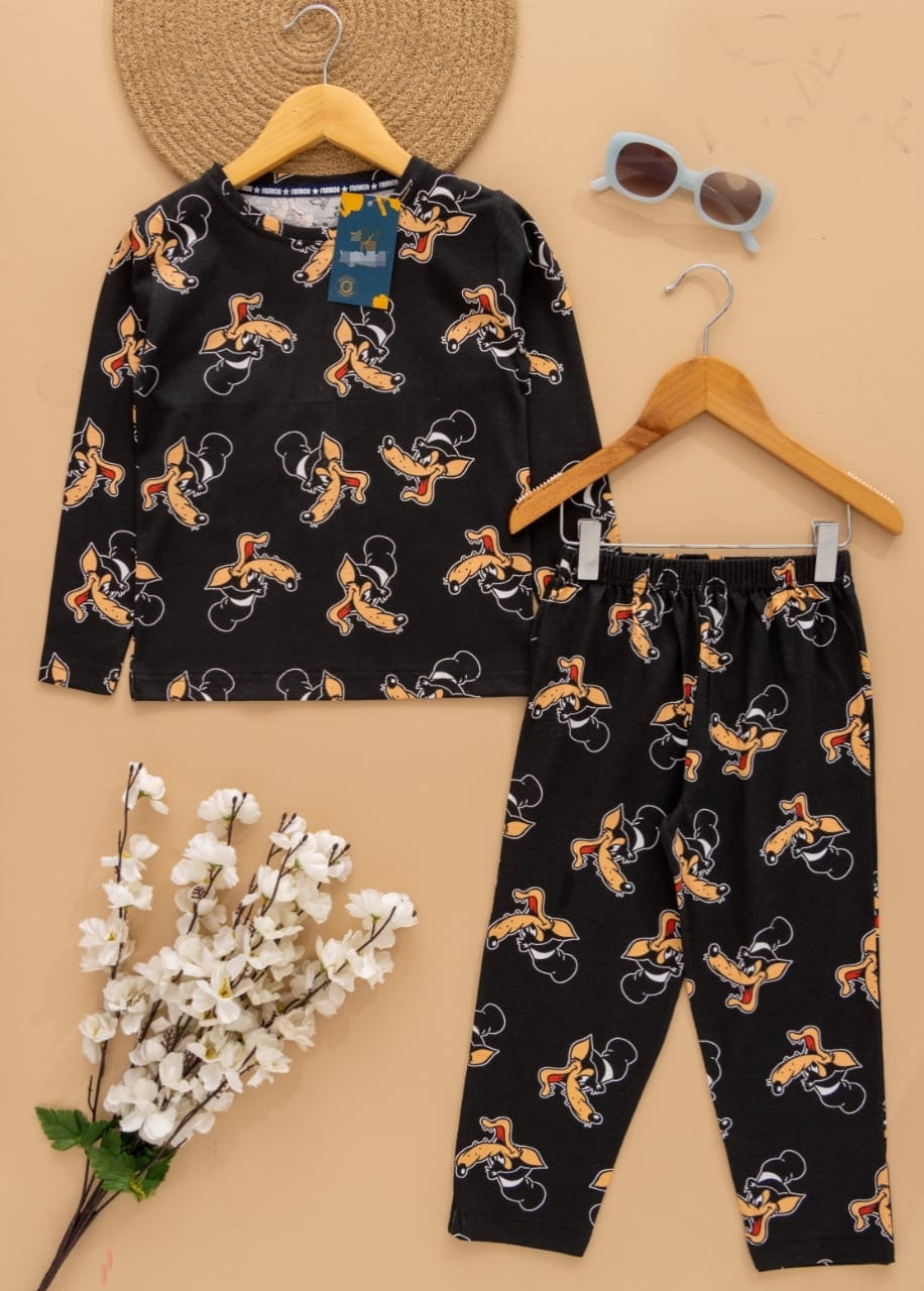 Full Sleeves Pajama Set (Black Scooby)