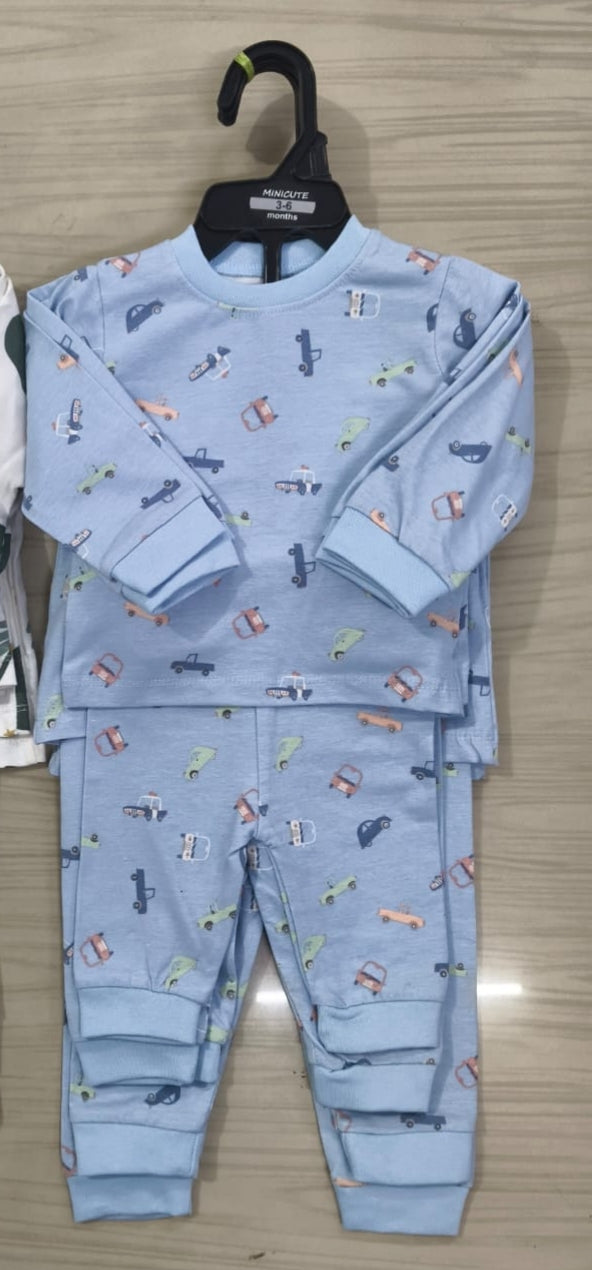 Premium Full sleeves Cotton Tshirt with Pant (Blue Car🚗)