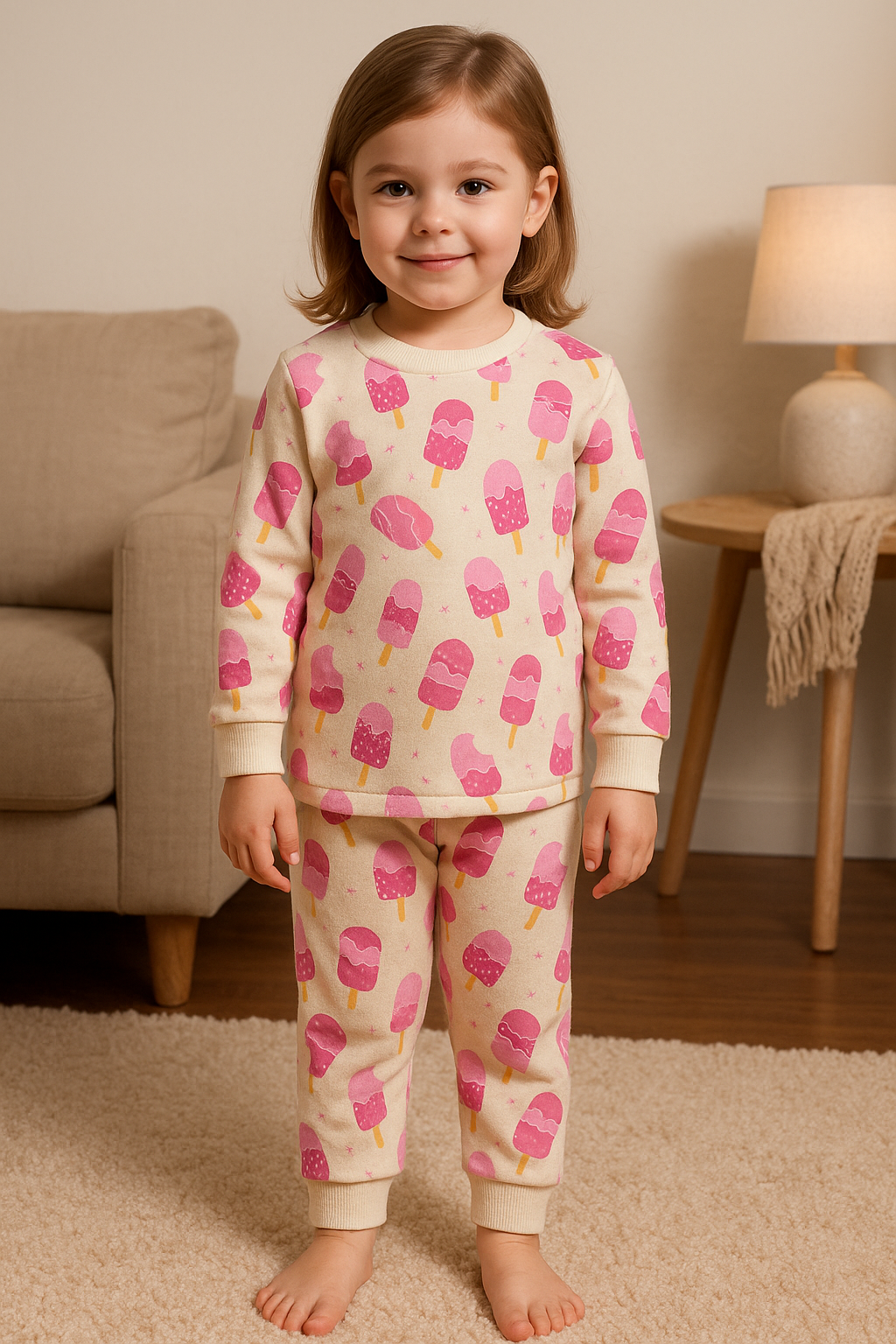 Kids’ Loungewear Winter set (Pink Popsicle)(3-6 Yrs)