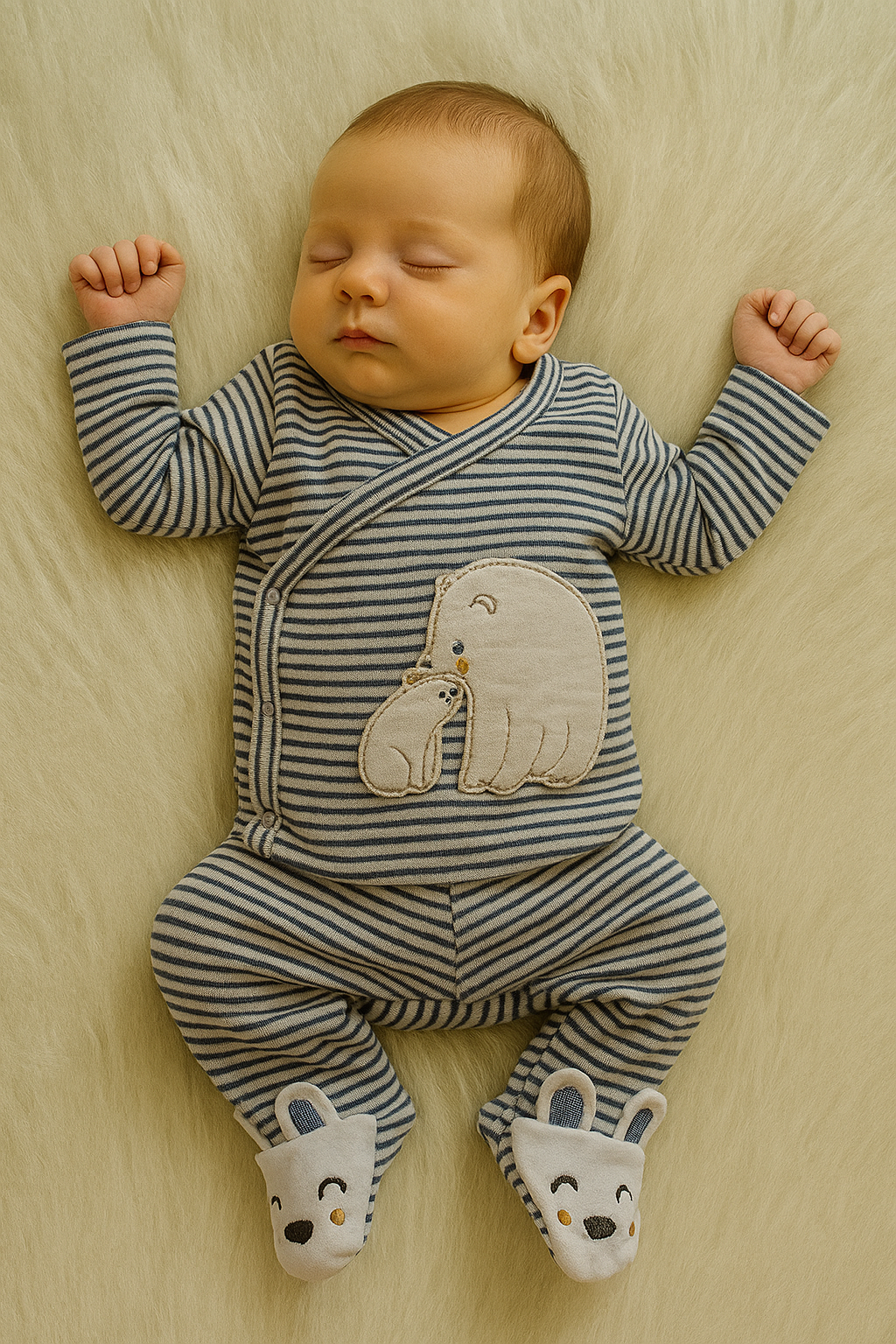 Infant Side Open Full sleeves Cotton Tshirt with Pant (Koala Brand) (Mom & Baby Bear)