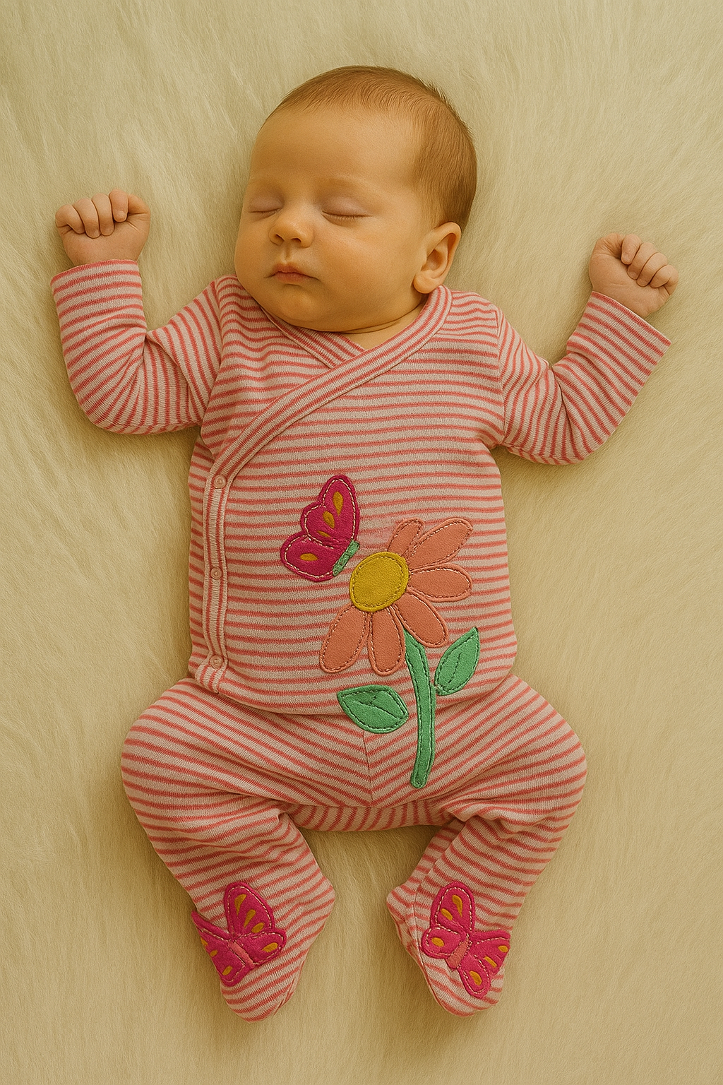 Infant Side Open Full sleeves Cotton Tshirt with Pant (Koala Brand) (Butterfly & Flower)