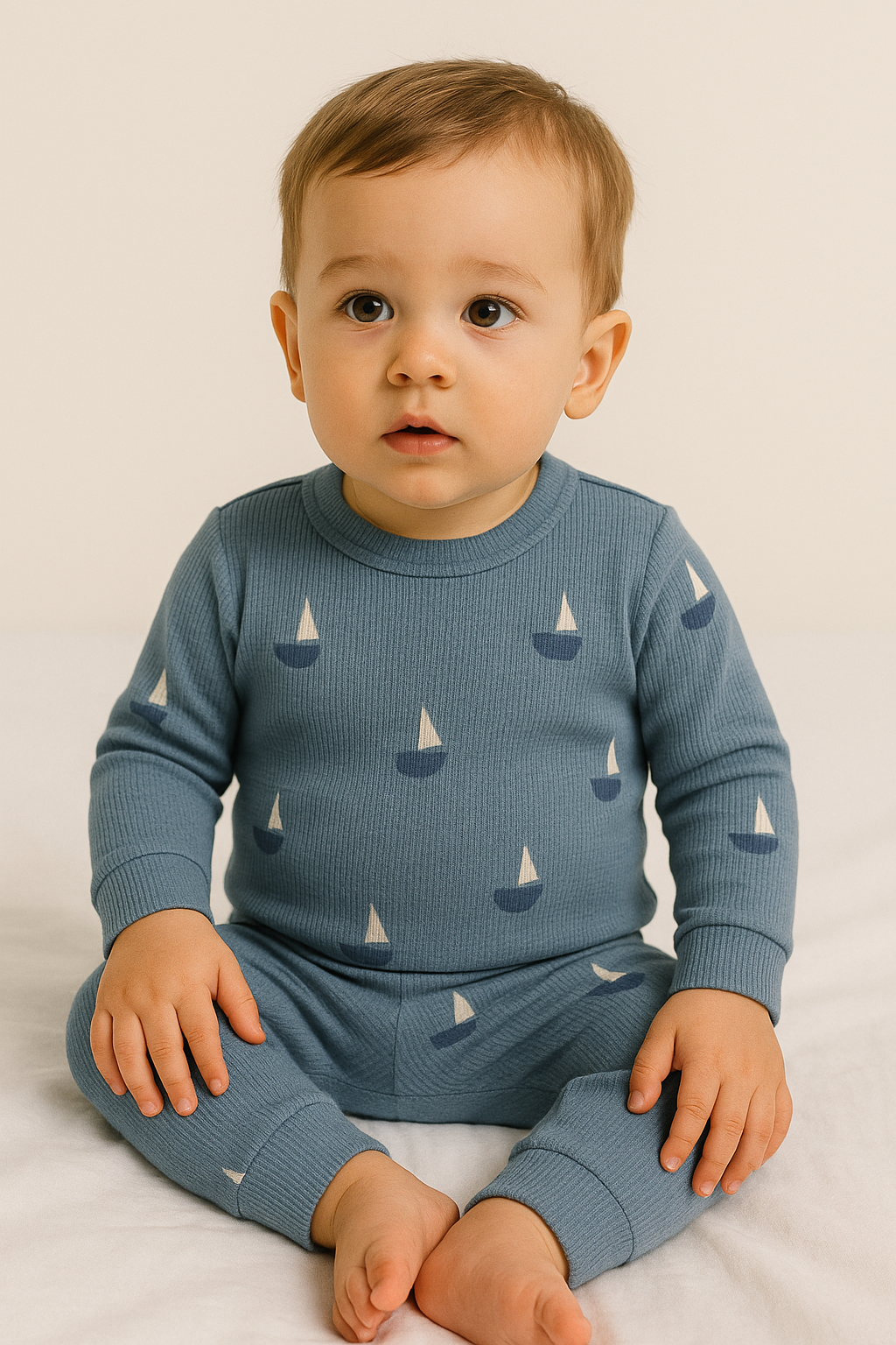 Premium Full sleeves Ribbed Tshirt with Pant (Ship) (0-36 Months)