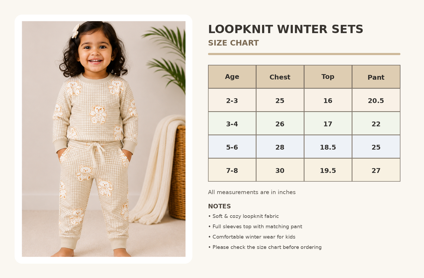 Premium Winter Full Sleeves T-Shirt with Pant (Cream Spider Face)