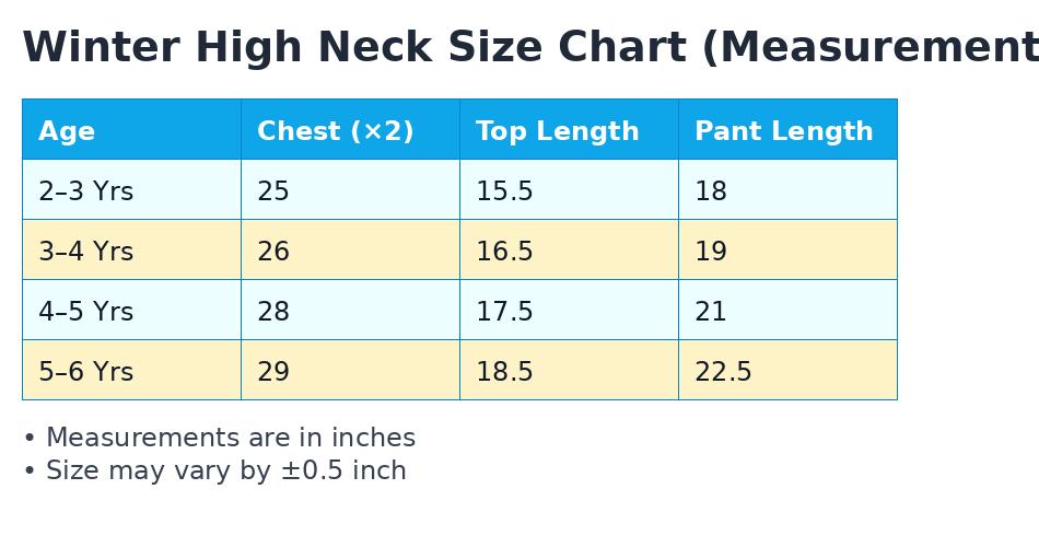 Premium Winter High Neck Pant Set for Kids (Stronger) (3-4 Yrs)