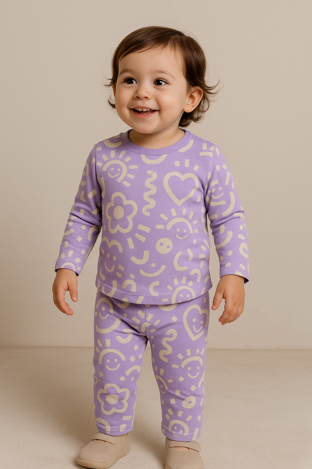 Kids’ Loungewear Ribbed sets (Vibrant Violet)  (2-5 Yrs)