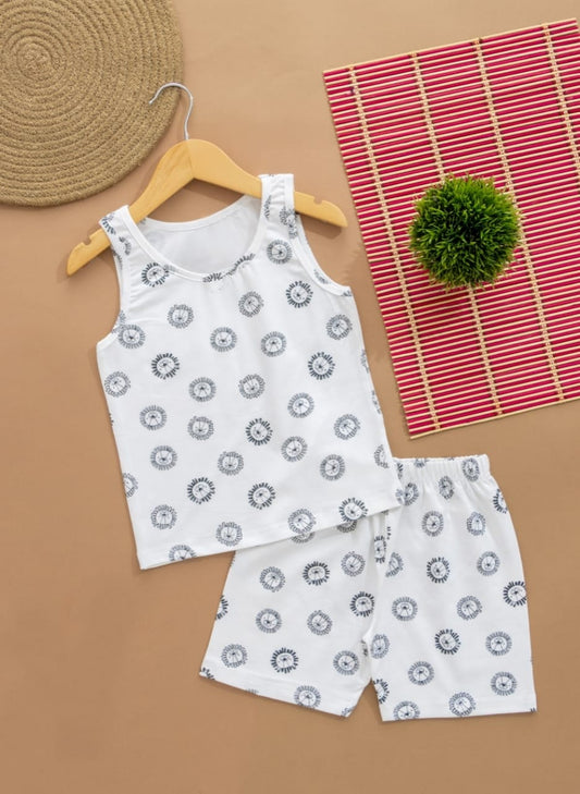 Sleeveless Shorts Sets(White Simba) - sanright