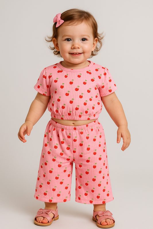 Crop Top & Palazzo Pant set (Small Strawberries)