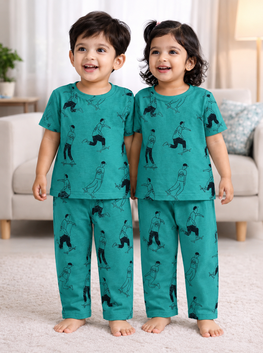 Premium Cotton Half sleeves Tshirt with Pant (Green Man)