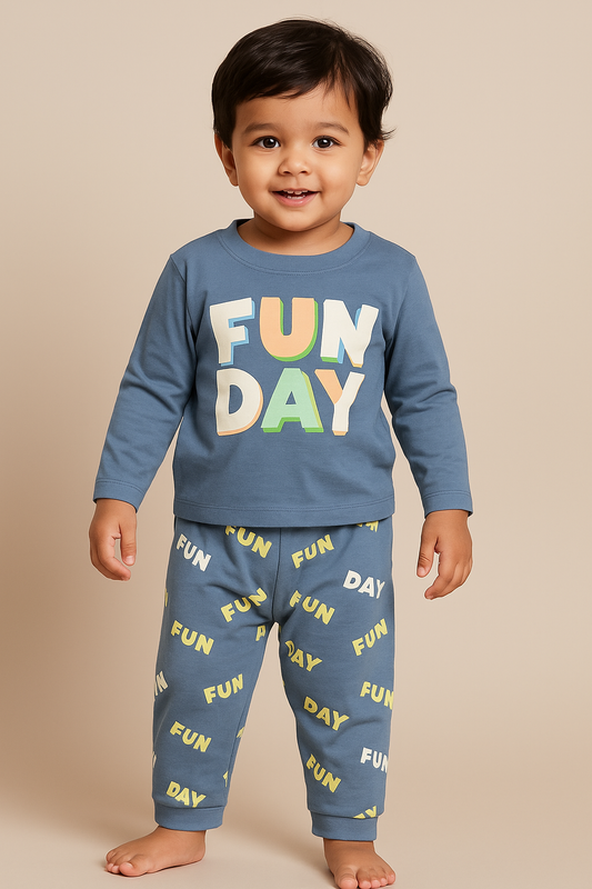 Premium Full sleeves Tshirt with Pant (Light blue Funday) (Yr)