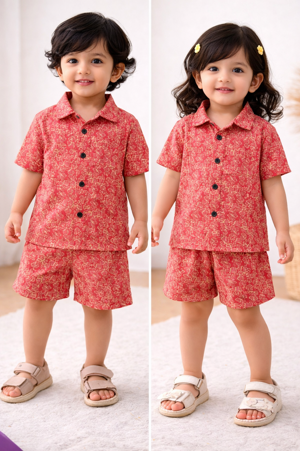 POLO Front open Tshirt with Shorts Sets (Marigold)