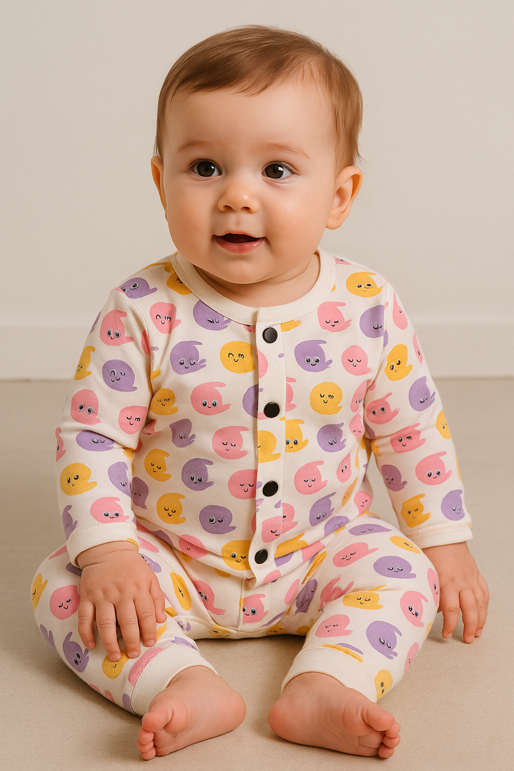 Premium Full sleeves Front Open Tshirt with Pant(Colorful Bs)(0-24 Months)