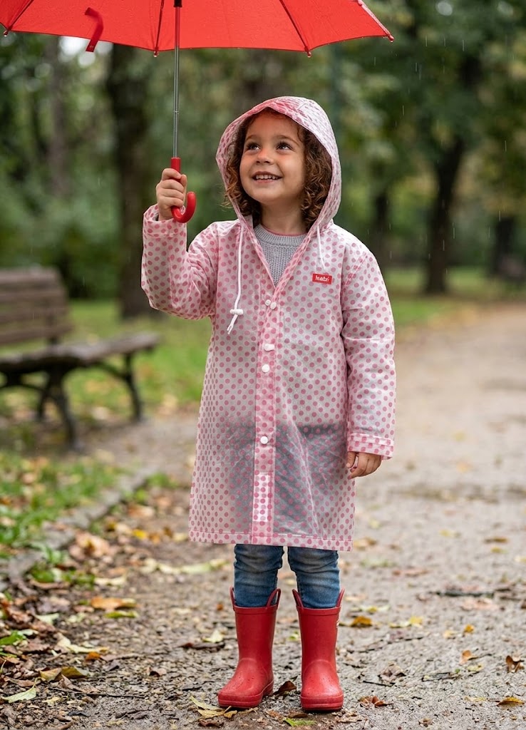Mustard Avenger Kids' Raincoat  (Pink Dots) (7-8 Yrs)