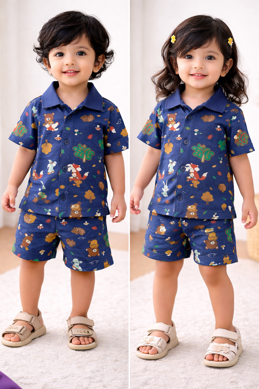 POLO Front open Tshirt with Shorts Sets (Bold & Blue)