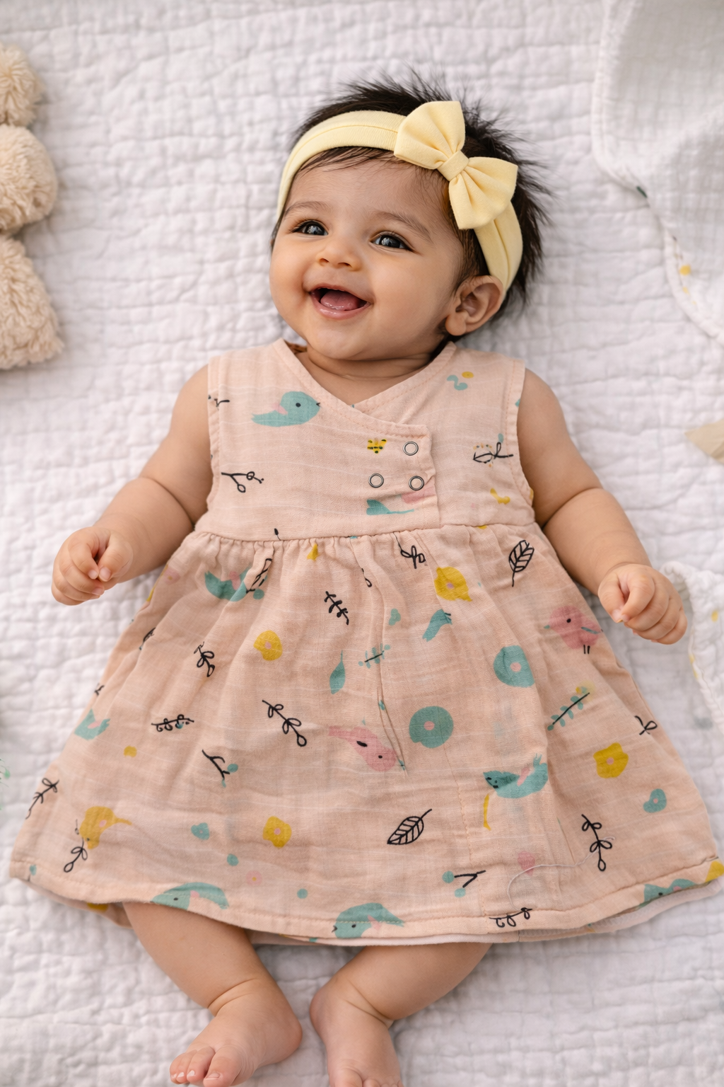 Infant Muslin  Frocks (Sand Green Parrot)
