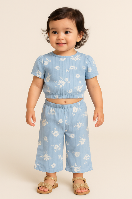 Crop Top & Palazzo Pant set (Beautiful Blue)