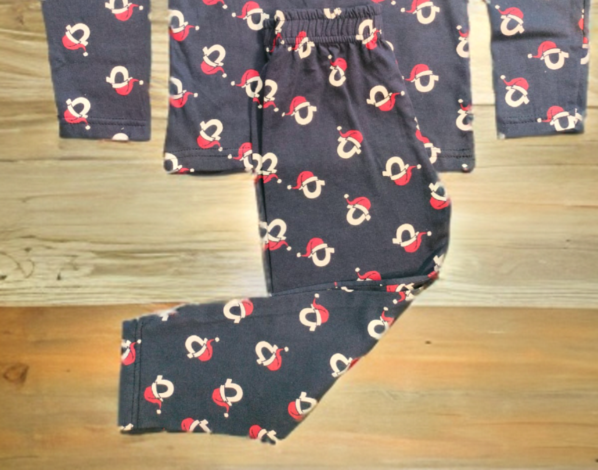 Premium Full sleeves Tshirt with Pant (Navy Blue Santa)