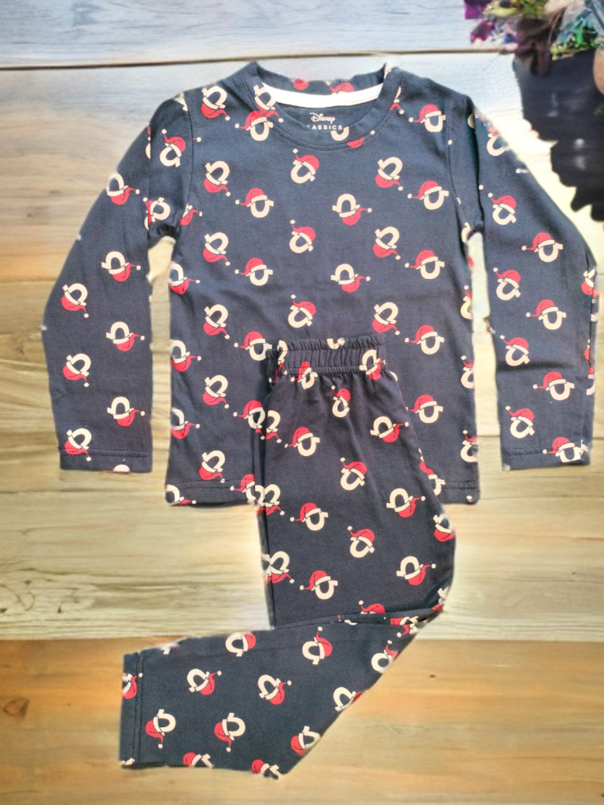 Premium Full sleeves Tshirt with Pant (Navy Blue Santa)