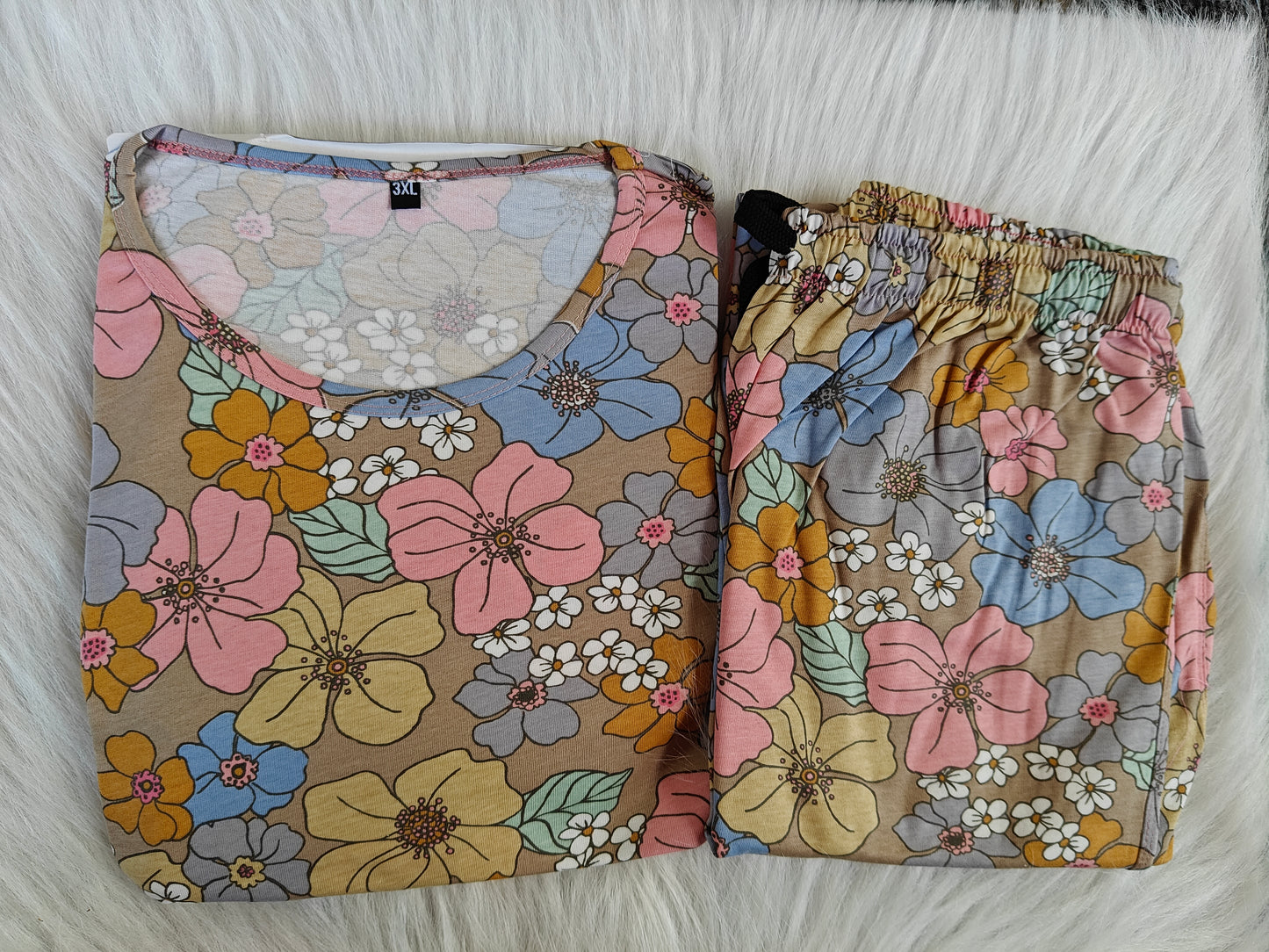 Women’s Co-Ords Loungewear Set (Multicolour Big Flower)