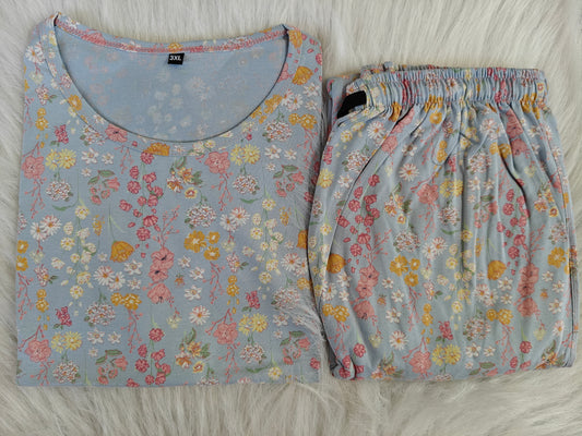 Women’s Co-Ords Loungewear Set (Multicolour Small Flower)
