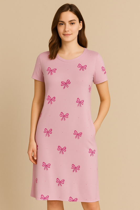 Women's Long POLO A-Line Top (Lavender BOW)