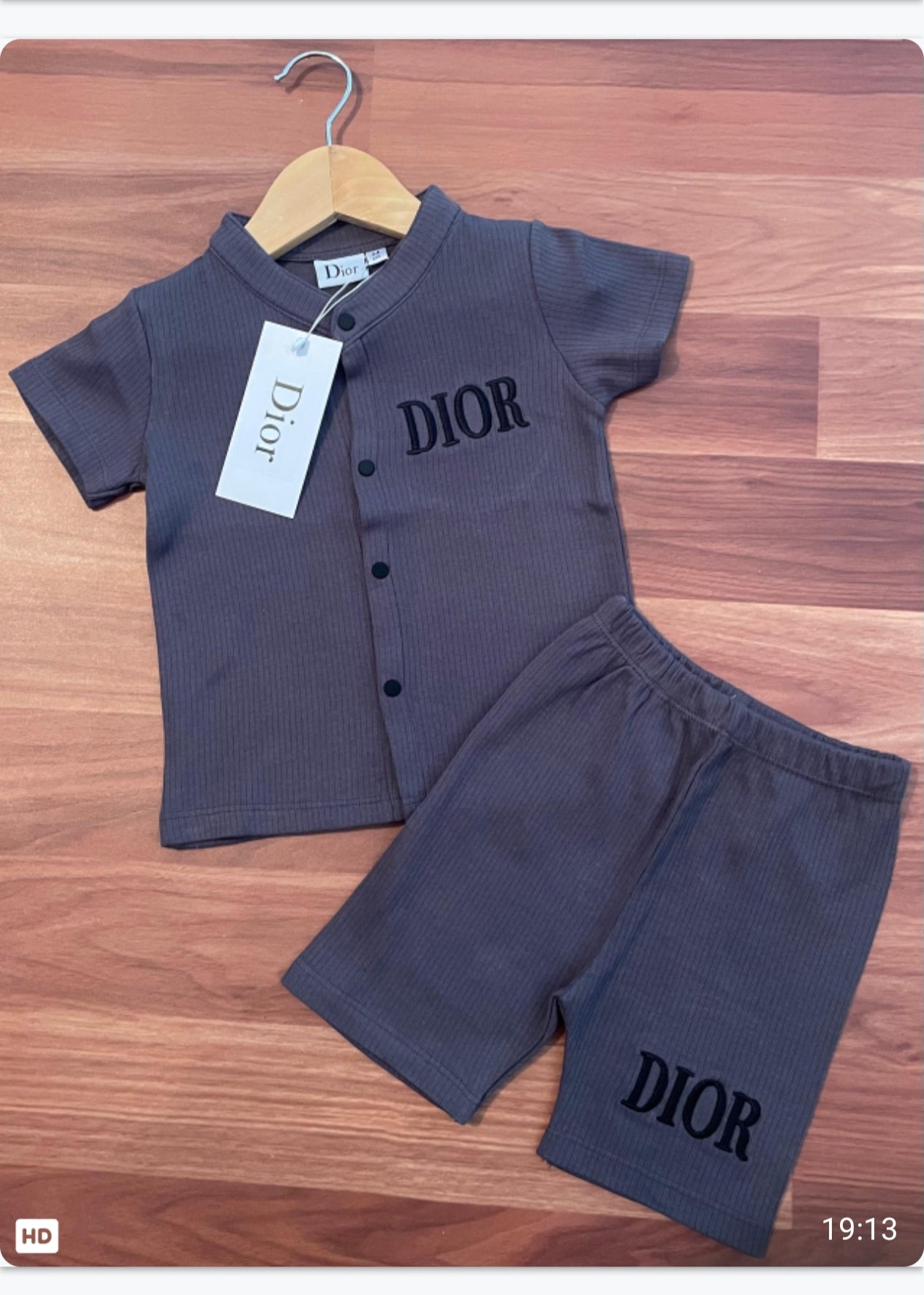 Front open Tshirt with Shorts Sets (Charcoal)