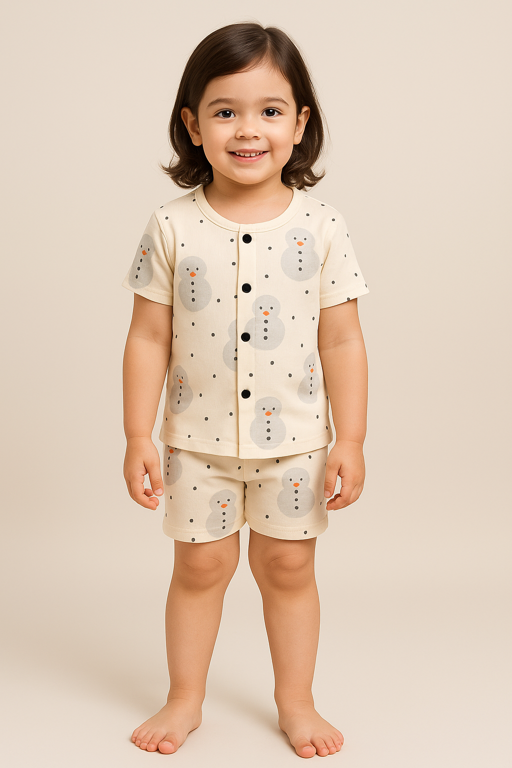 Front open Tshirt with Shorts Sets (Penguin)