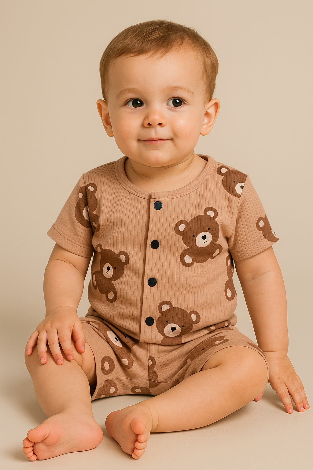 Front open Tshirt with Shorts Sets (Brown Bear 2.0)