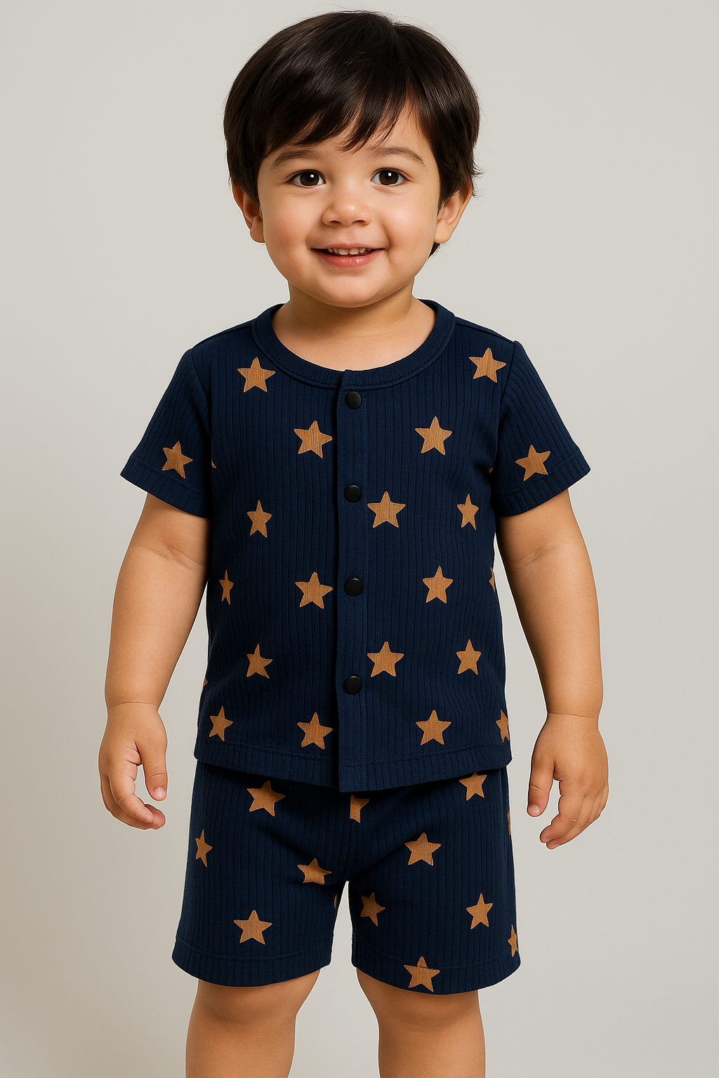 Front open Tshirt with Shorts Sets (Blue Star)