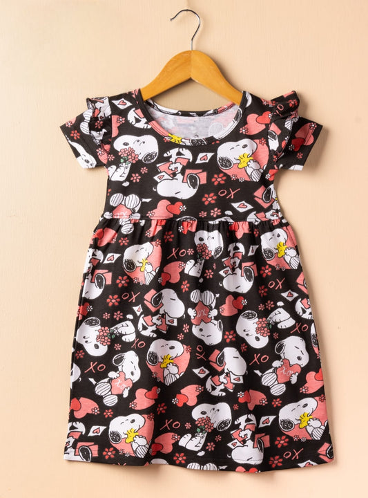 Half Sleeves Frill Frocks (Cool Snoopy)