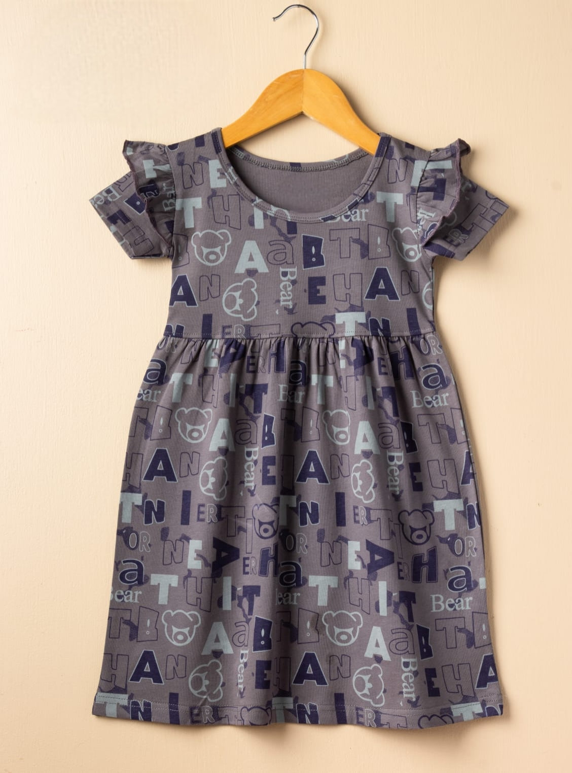 Half Sleeves Frill Frocks (Grey Alphabet)