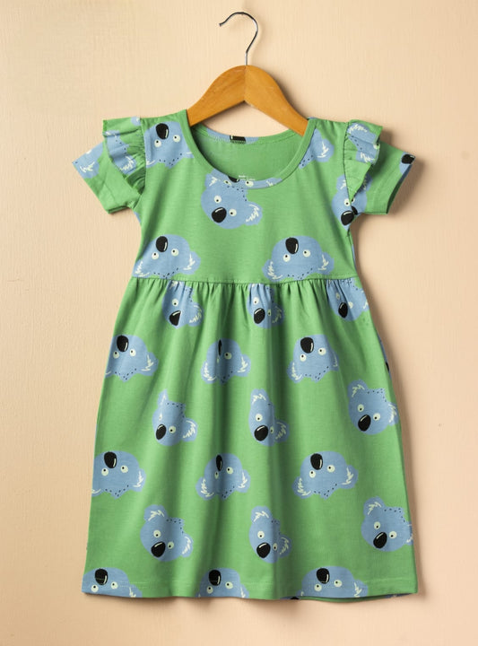 Half Sleeves Frill Frocks (Green PANDA)