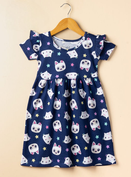 Half Sleeves Frill Frocks (Blue Kitty & STAR)