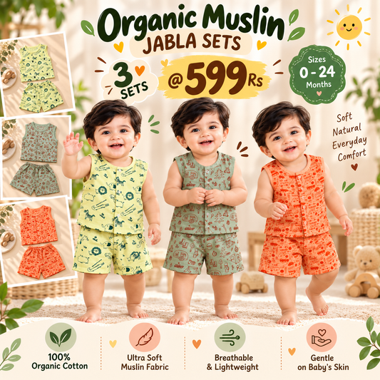 Muslin Front open Jabla Sets (Pack of 3@599)