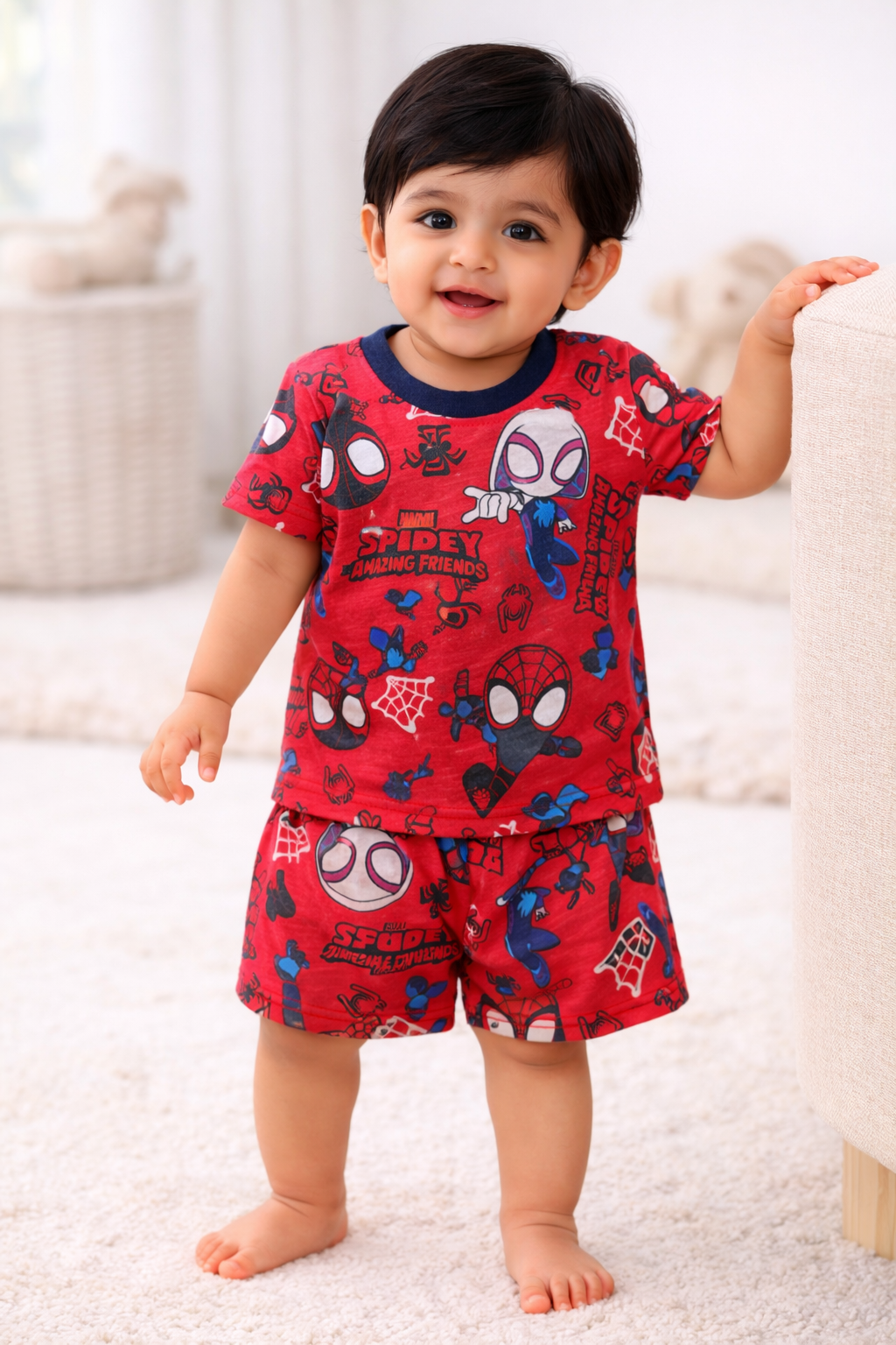Cotton Shorts Sleeves Tshirt with Shorts Sets (Spidey Amazing Friends)