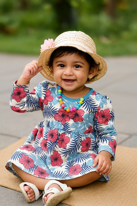 Full Sleeves BOW Frocks (Blooming Blue)