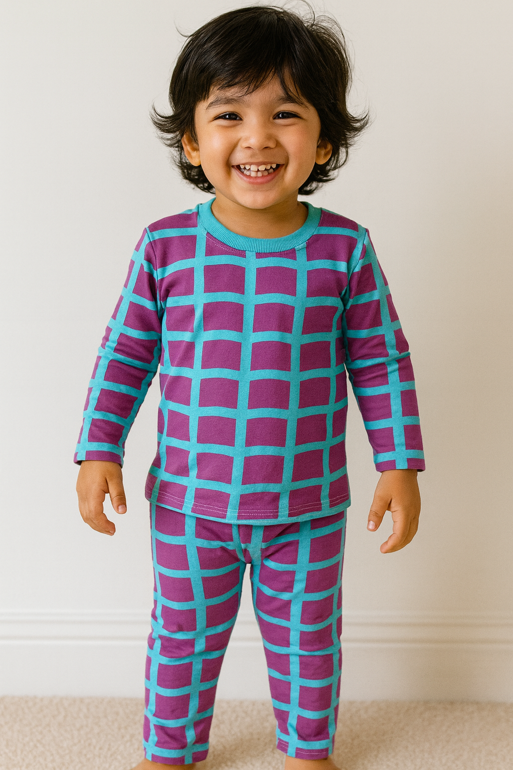 Exclusive Winter Wear (Purple Checked)(Fleece)