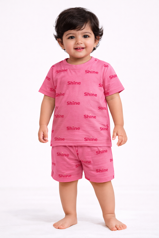 Cotton Shorts Sleeves Tshirt with Shorts Sets (Shine))