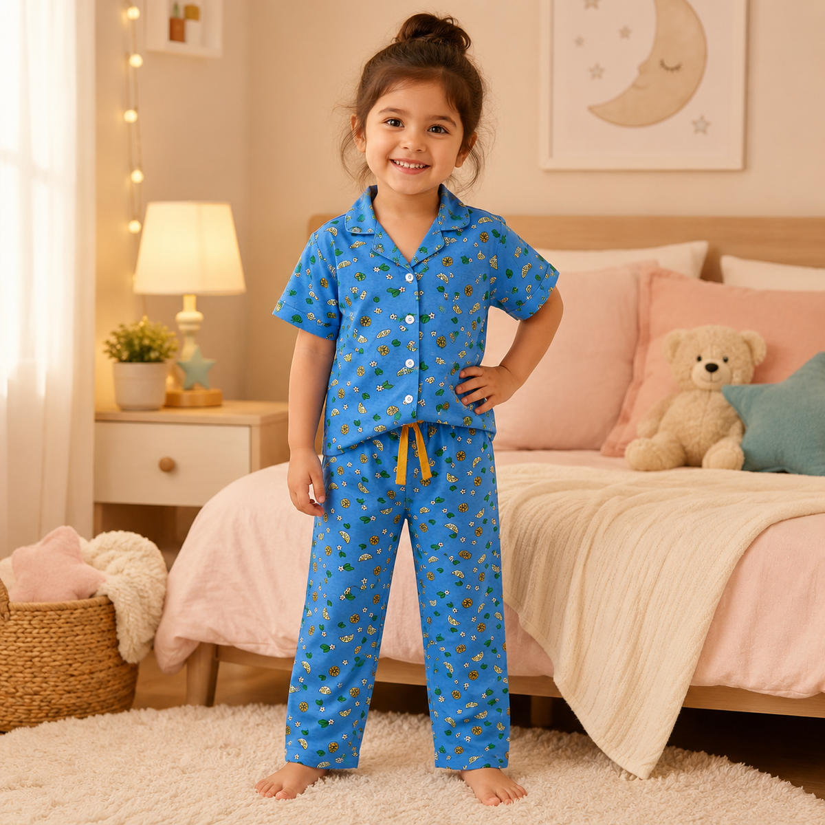 (COLL4) - Premium Cotton  Collar Sets (Blue Floral) (U)