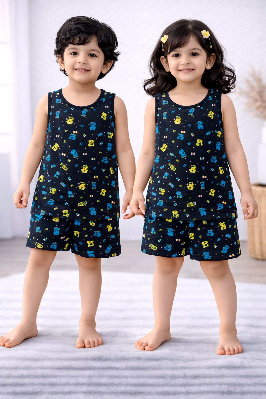 Sleeveless Shorts Sets (Kutty Kutty Tractors)