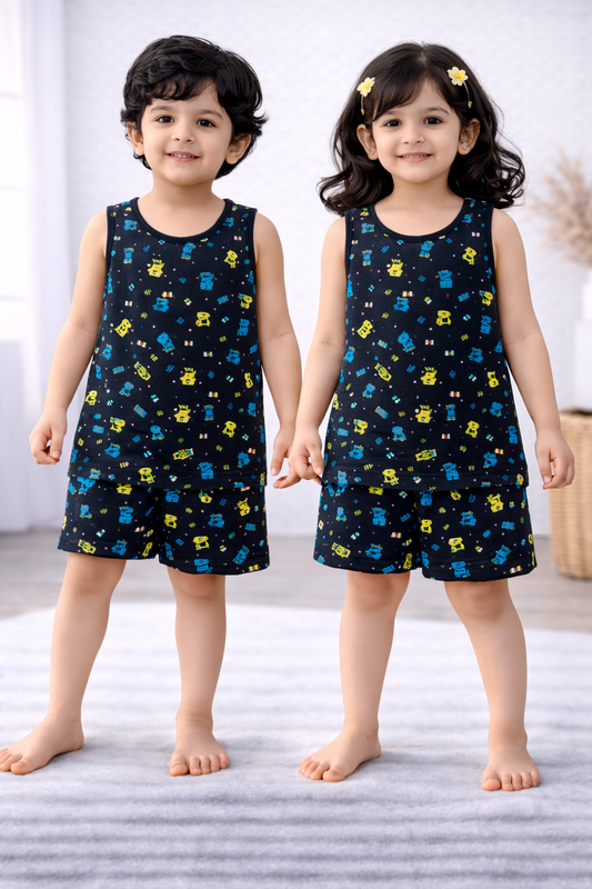 Sleeveless Shorts Sets (Kutty Kutty Tractors)