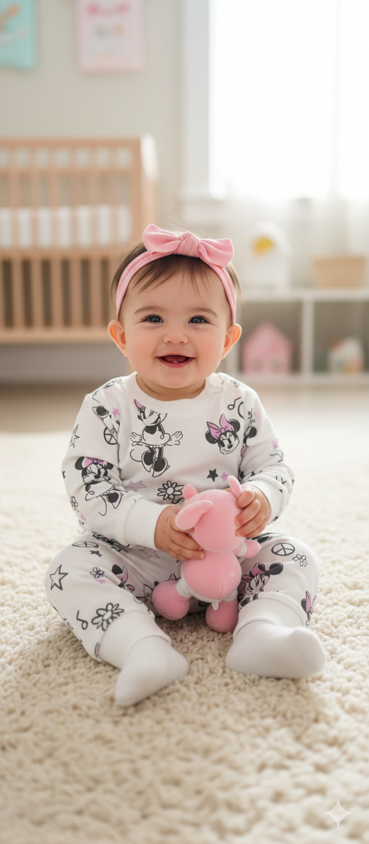 Premium Full sleeves Cotton Tshirt with Pant (Cute Minnie with BOW)