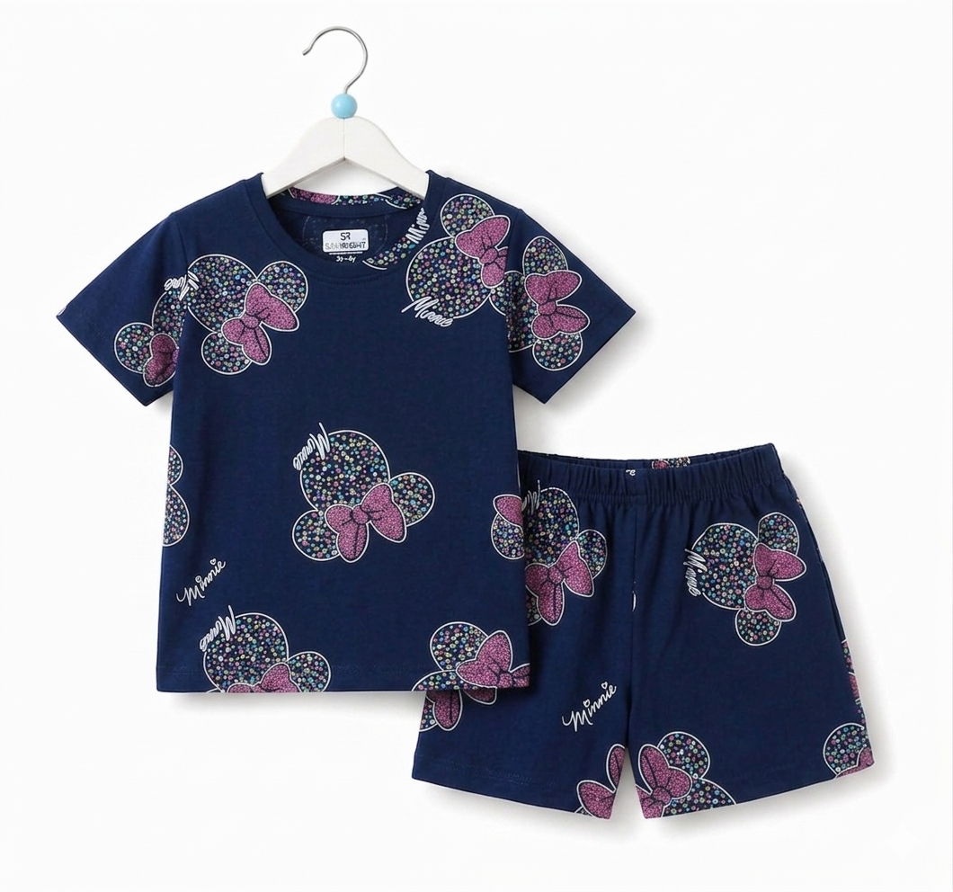 Shorts Sleeves Tshirt with Shorts Sets (Navy Minnie)