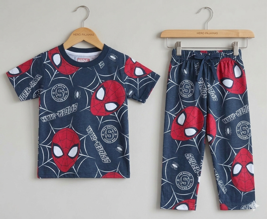 Premium Cartoon Prints Cotton Pajama Sets (The Amazing Spider Mam)