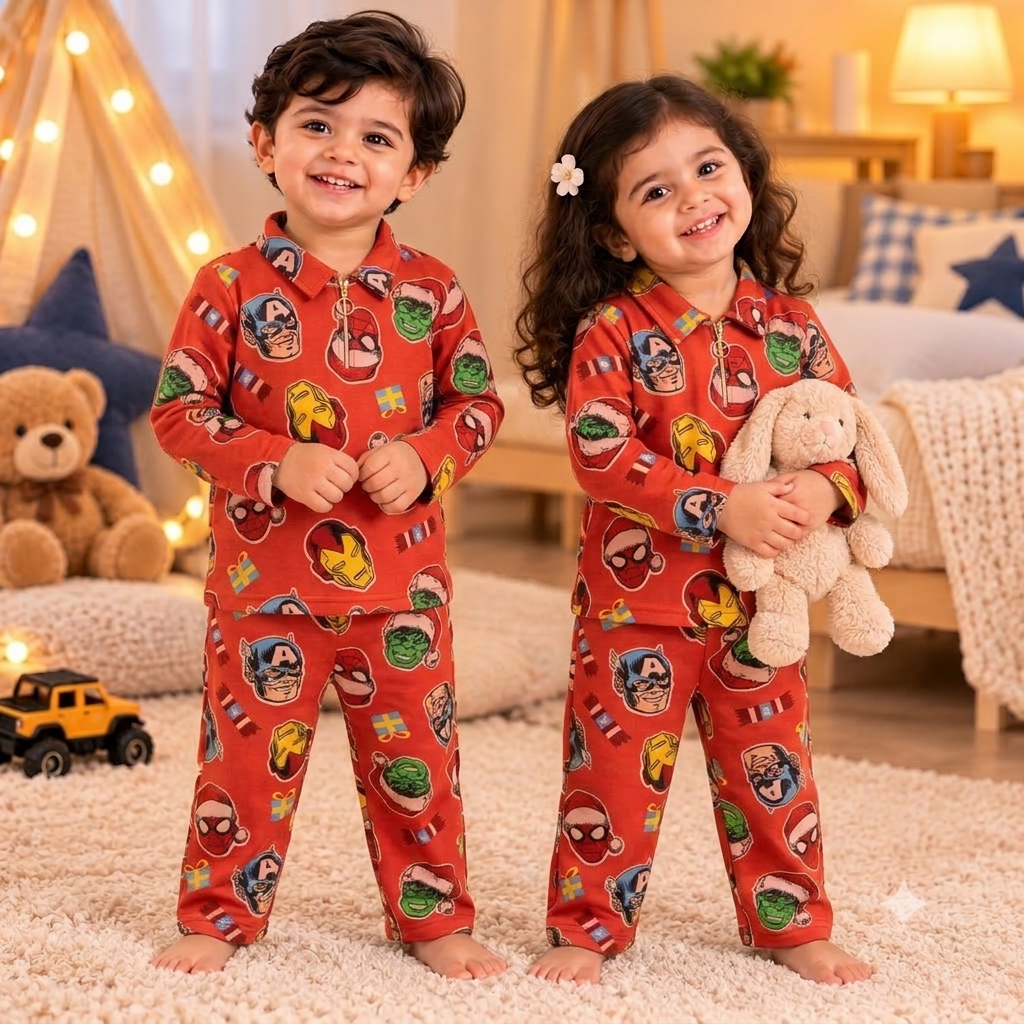 Premium  Winter Set –  Zipper T-Shirt With Pant (Red Avengers)