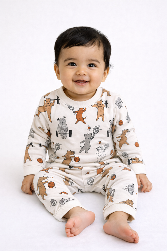 Premium Full sleeves Cotton Tshirt with Pant (Animals Workout)